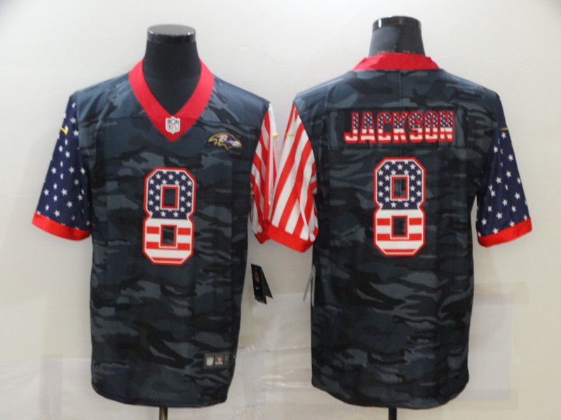 Men Baltimore Ravens #8 Jackson Camouflage national flag Nike Limited NFL Jersey->more jerseys->MLB Jersey